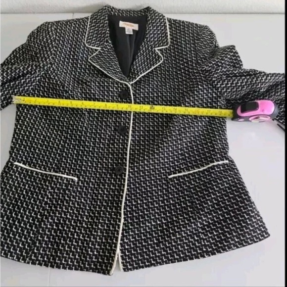 Talbots Tweed Jacket P10 Women Black White 3Button Long Sleeve Excellent - Picture 8 of 9